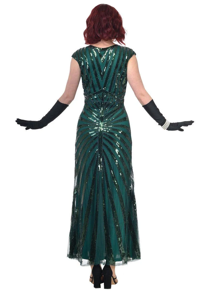 1930s Hollywood Green Plus Size Womens Costume Dress