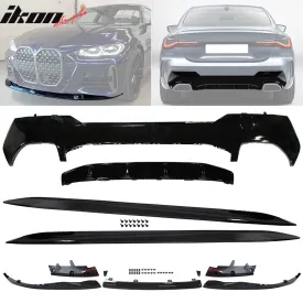 2021-2023 BMW G22 G23 4-Series Gloss Black Front Rear Lip   Side Skirt