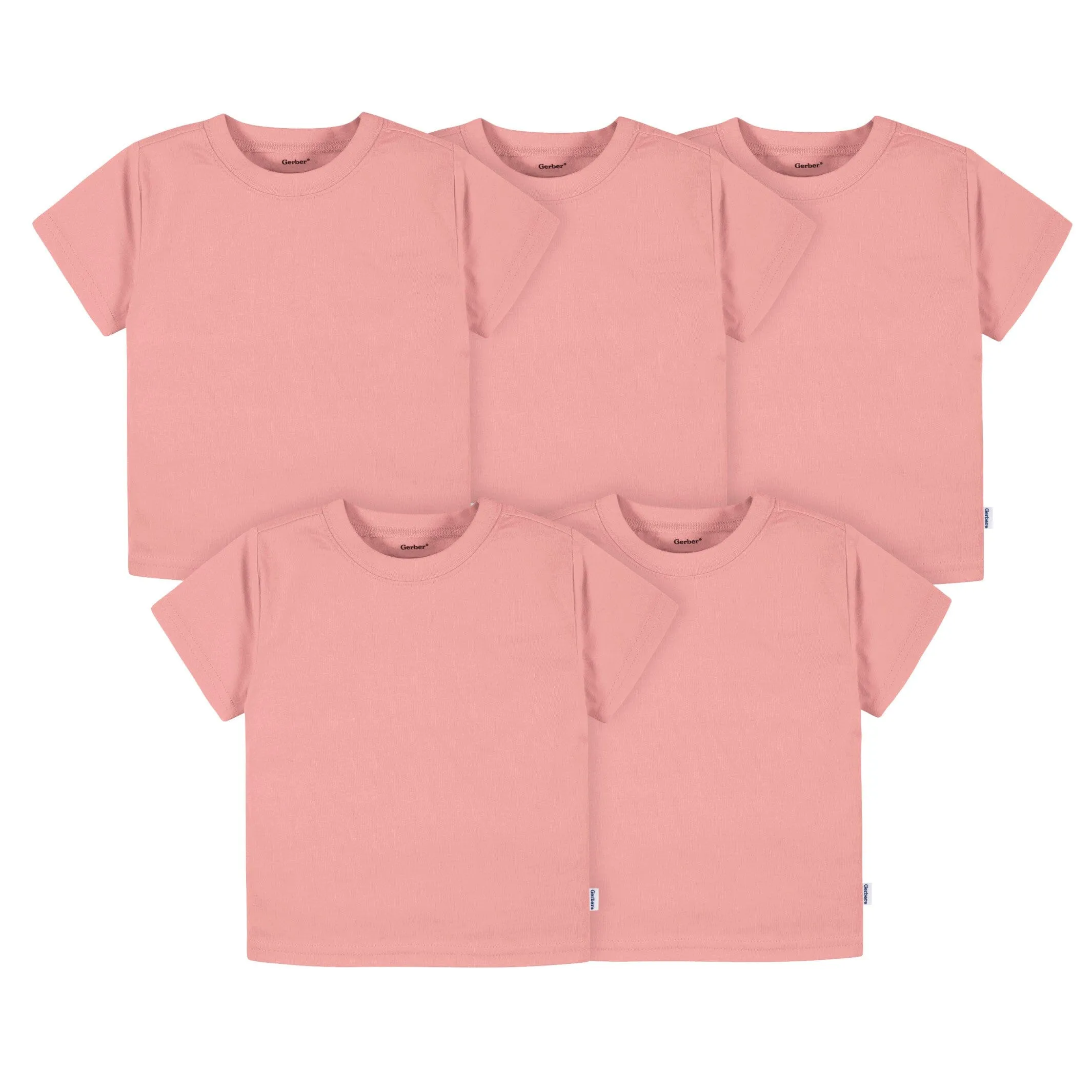 5-Pack Baby & Toddler Girls Mauve Pink Premium Short Sleeve T-Shirts