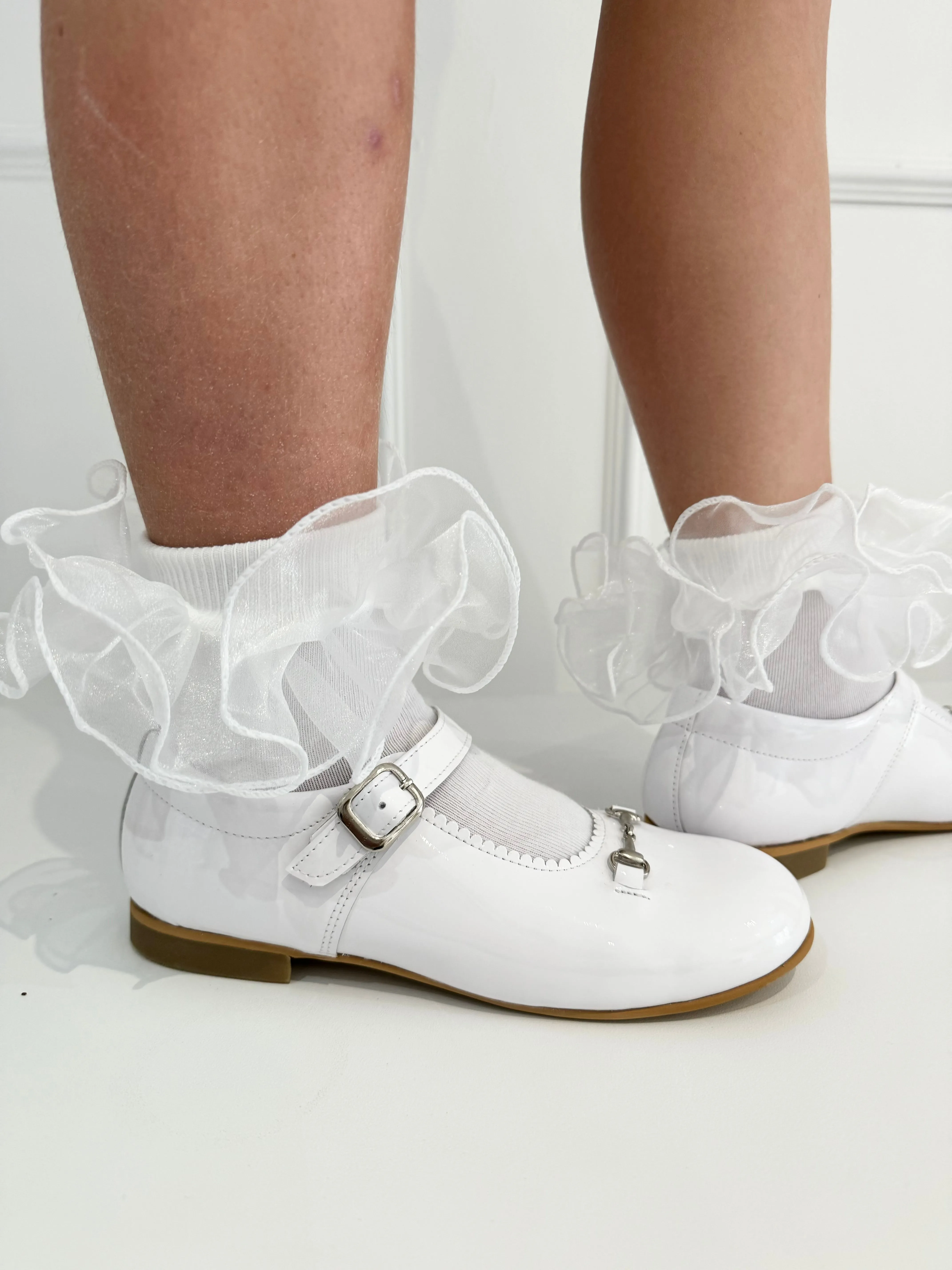 6270-2 White Shoe with Horsebit Buckle