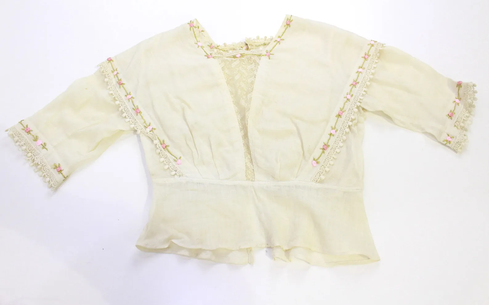 Antique Edwardian Girls Embroidered Cotton Blouse, Bust 28"