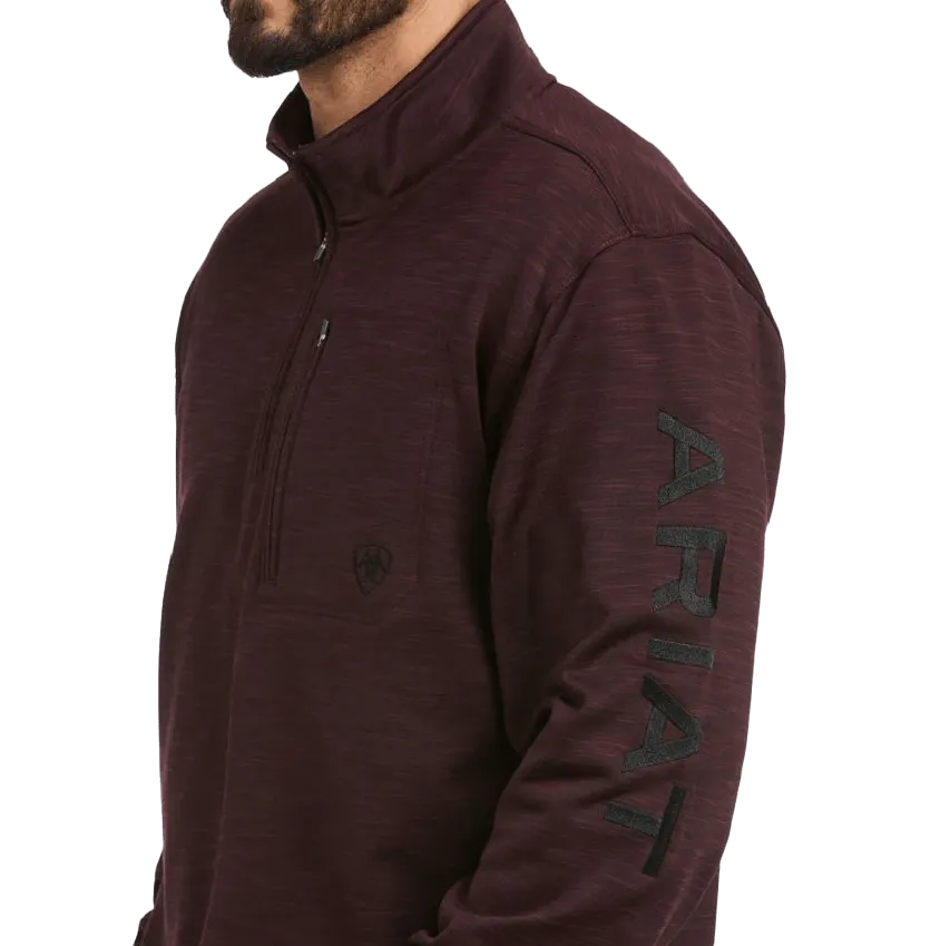 Ariat Men's Team Logo Malbec & Mid Grey 1/4 Zip Sweatshirt