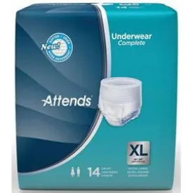 Attends Super Plus Absorbency Protective Underwear with Leakage Barriers, XL (58" to 68" - 210-250 lbs) - One pkg of 14 each