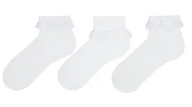 Baby Girl Frilly Lace Socks White Assorted 3Pk (0-18mths)