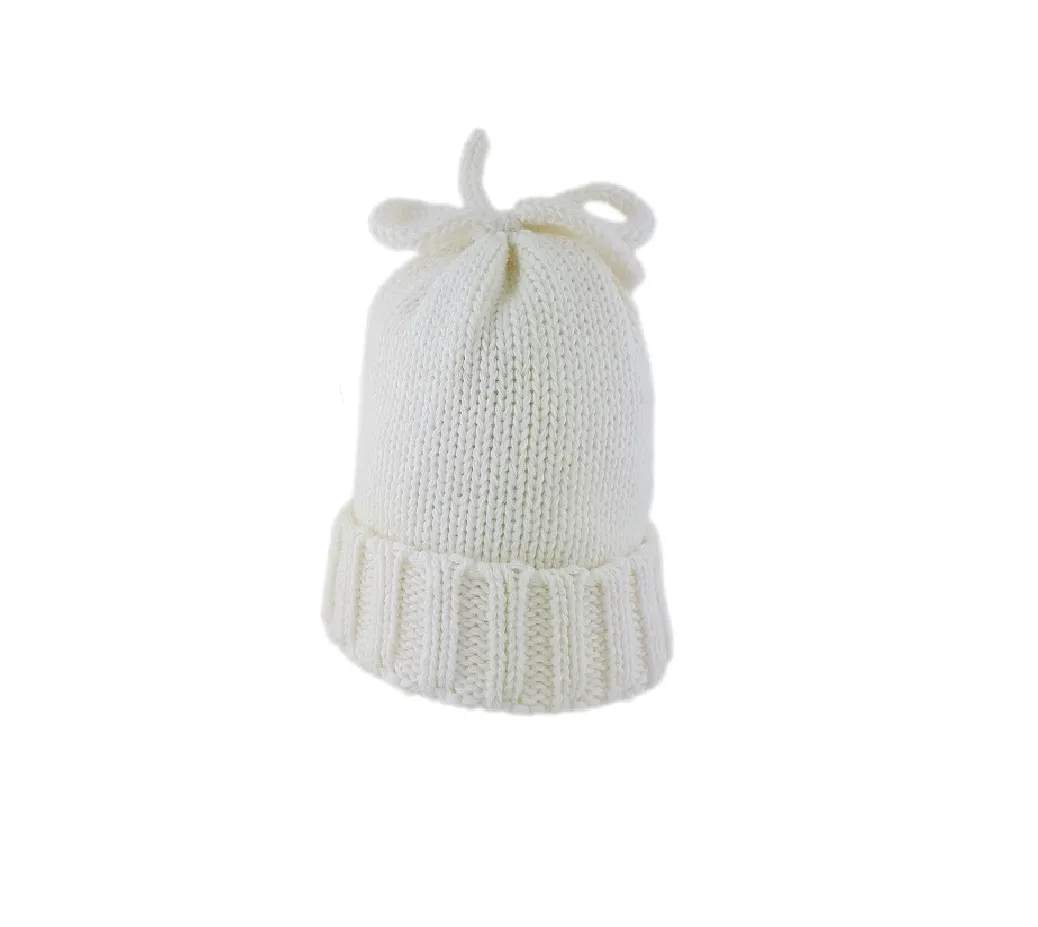 Baby Knitted Hat Plain White (3-6mths)