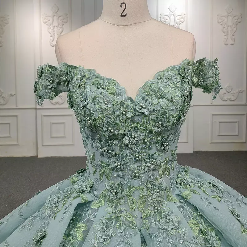 Ball Gown Green Long Prom Dress Unique Formal Dresses MLH06981