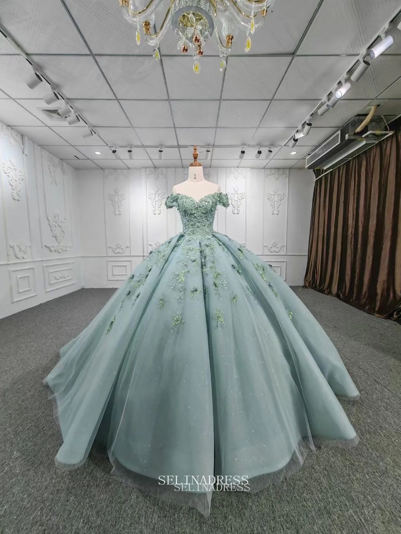 Ball Gown Green Long Prom Dress Unique Formal Dresses MLH06981