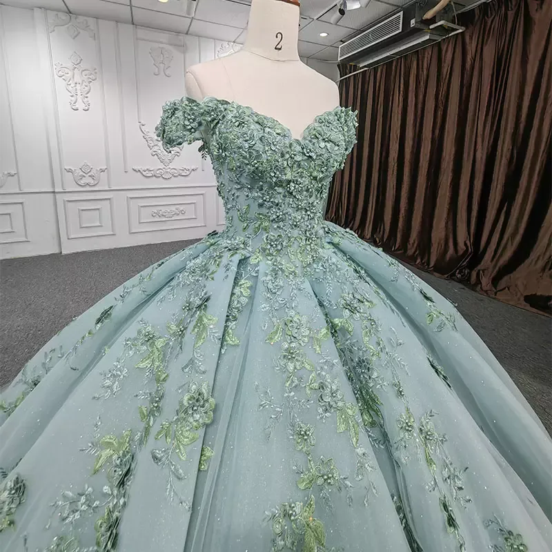 Ball Gown Green Long Prom Dress Unique Formal Dresses MLH06981