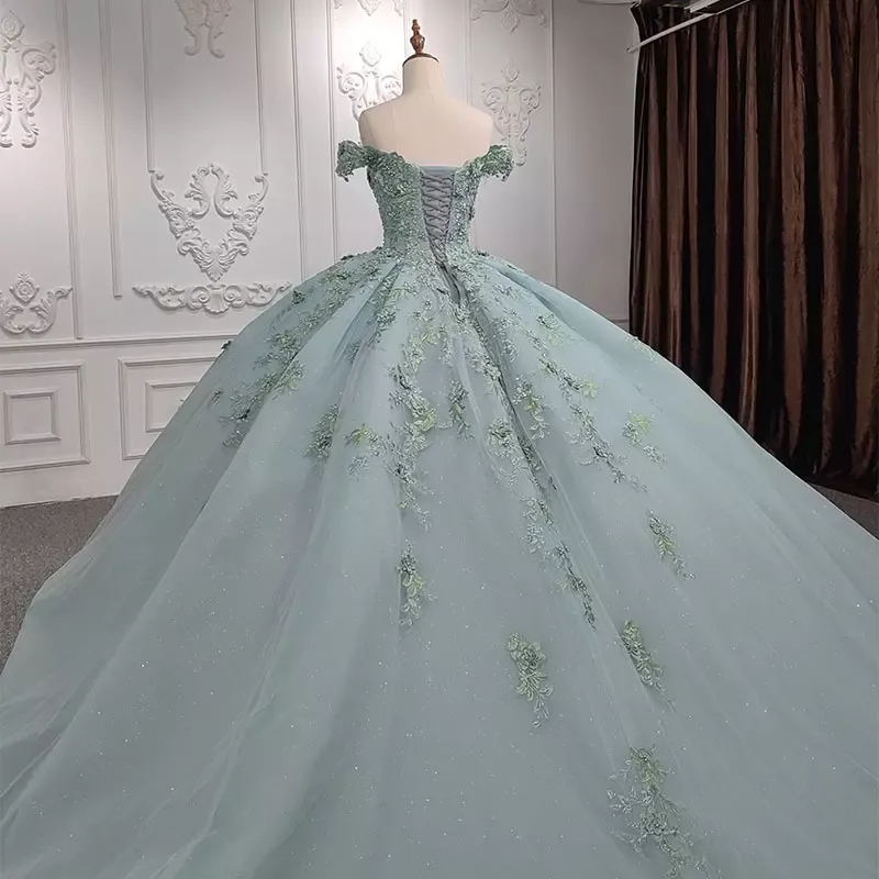 Ball Gown Green Long Prom Dress Unique Formal Dresses MLH06981