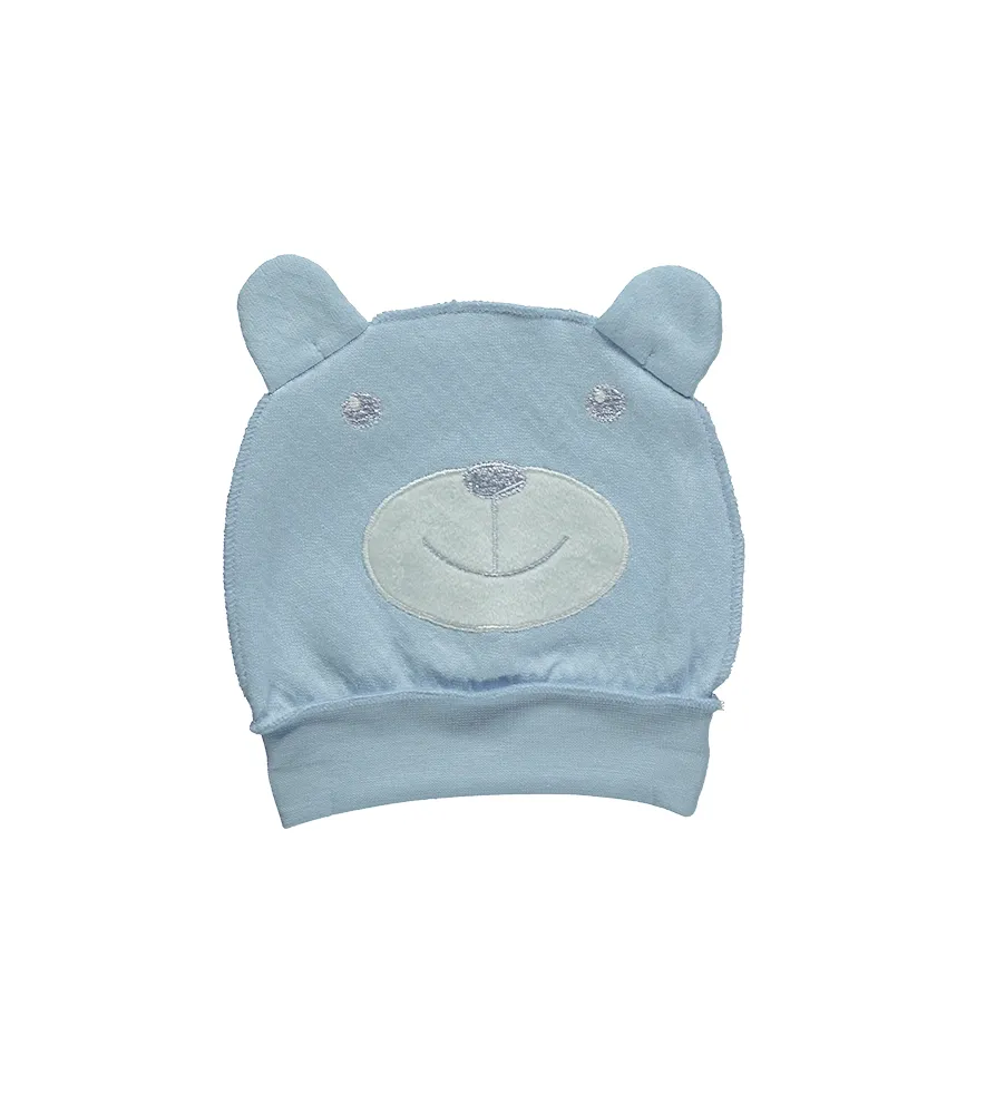 Bebetto Baby Hat with Ears Cute Bear Blue 2Pk (0-3mnths)