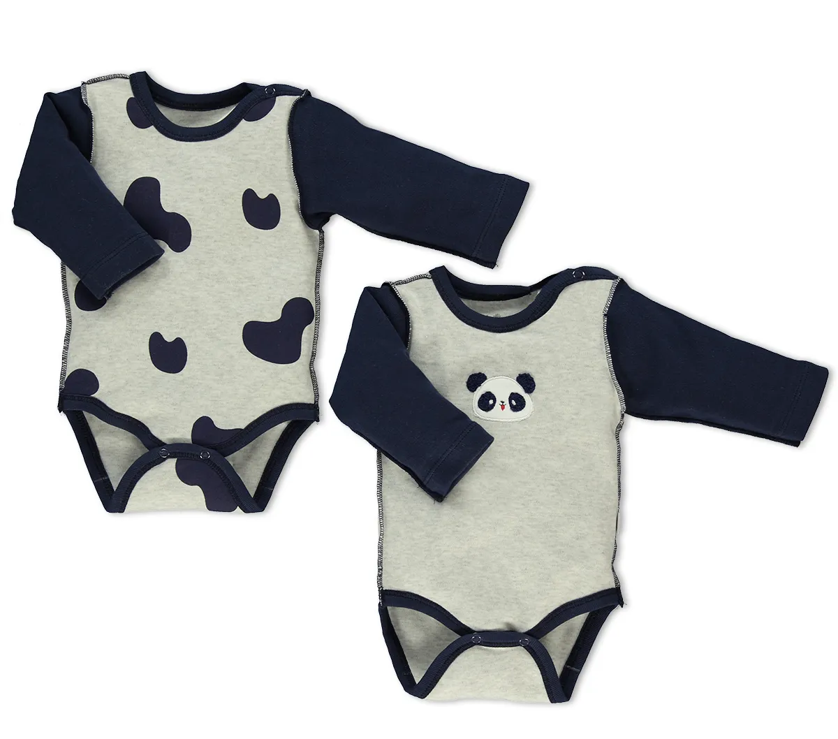 Bebetto Long Sleeve Bodysuits Little Panda 2-Pack (0-12mths)