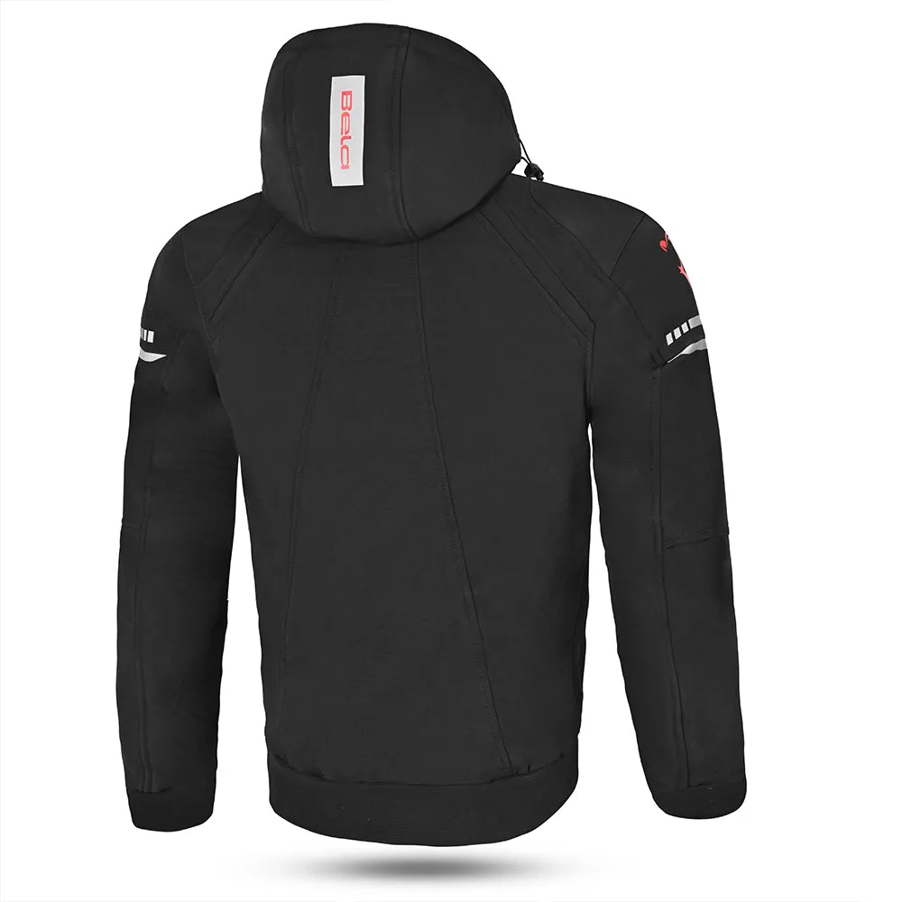 BELA Breeze Softshell Motorbike Riding Hoodie Black Red