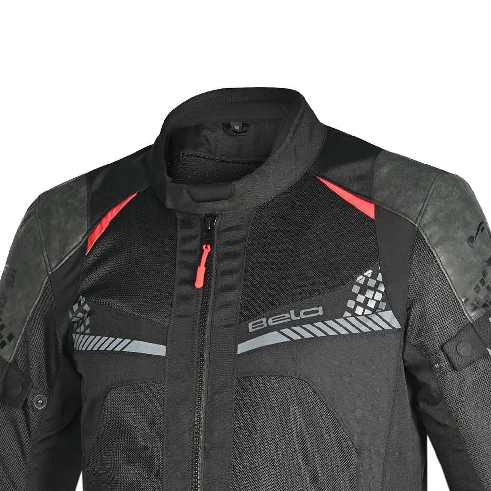 BELA Onsaker Motorcycle Textile Jacket - Black Red