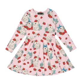 Berry Bunny Long Sleeve Waisted Dress