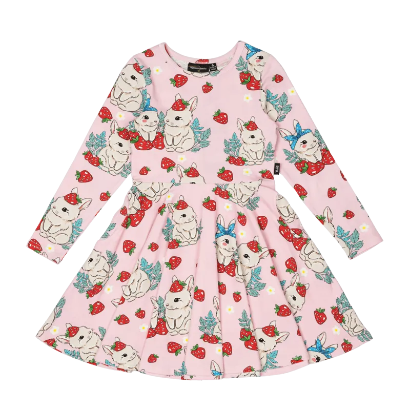 Berry Bunny Long Sleeve Waisted Dress