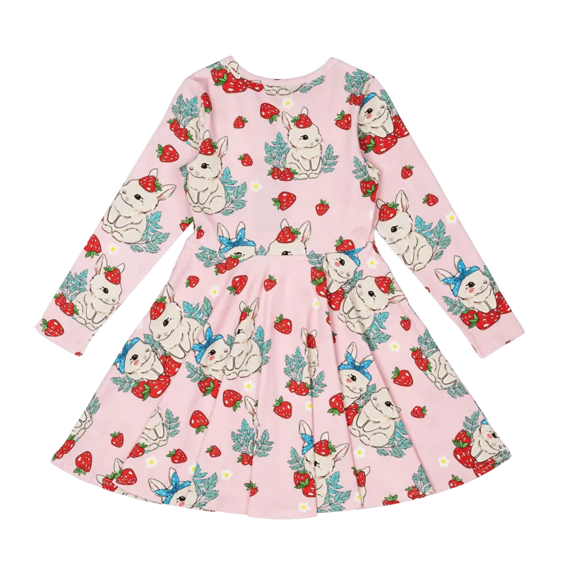 Berry Bunny Long Sleeve Waisted Dress