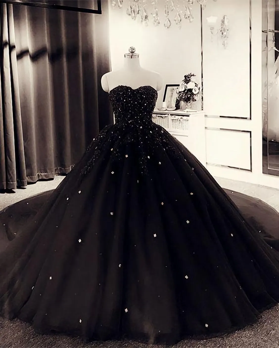 Black Quinceanera Ball Gown Dresses Prom Dresses