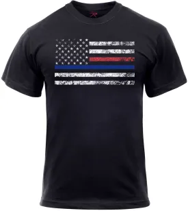 Black - Thin Blue Line & Thin Red Line T-shirt