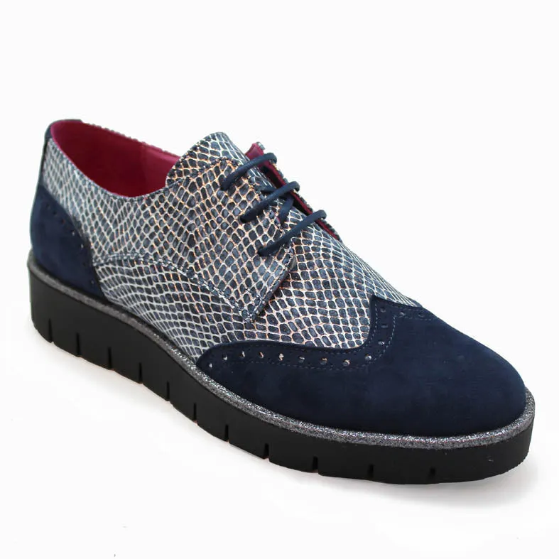 Bolt - Navy blue suede lace up shoe