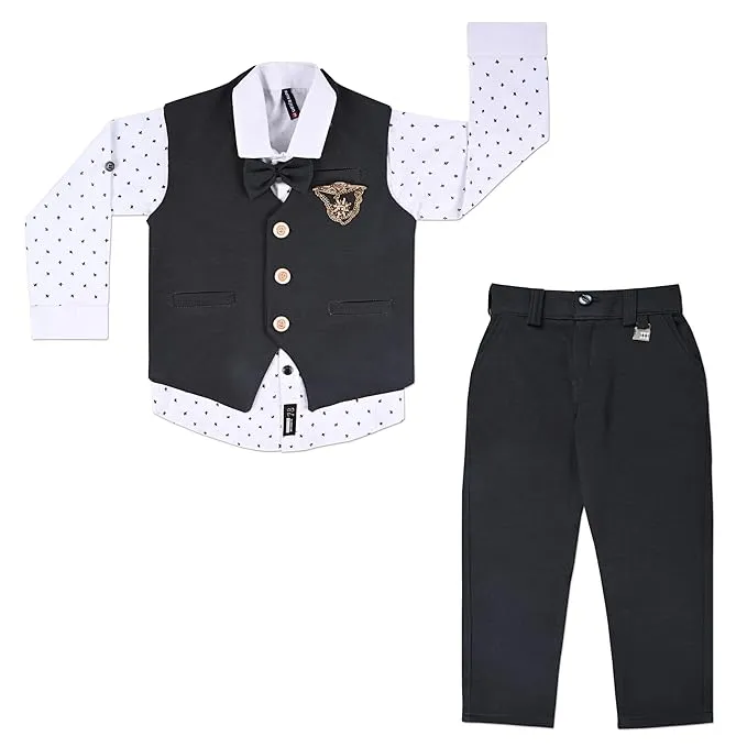 Boys 3 piece strip clothing set with bow tie