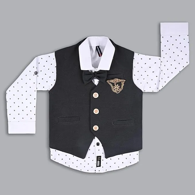 Boys 3 piece strip clothing set with bow tie