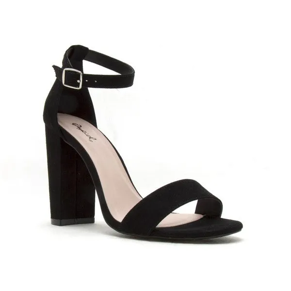 Cashmere Chunky Heel Pump Sandal with Open Toe Ankle Strap