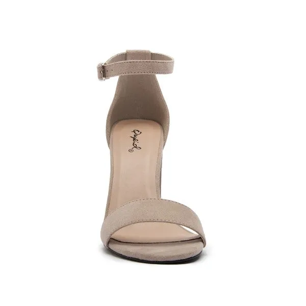 Cashmere Chunky Heel Pump Sandal with Open Toe Ankle Strap