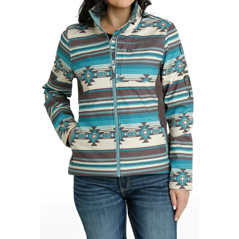 Cinch Women's Conceal Carry Green Aztec Stripe Bonded Jacket