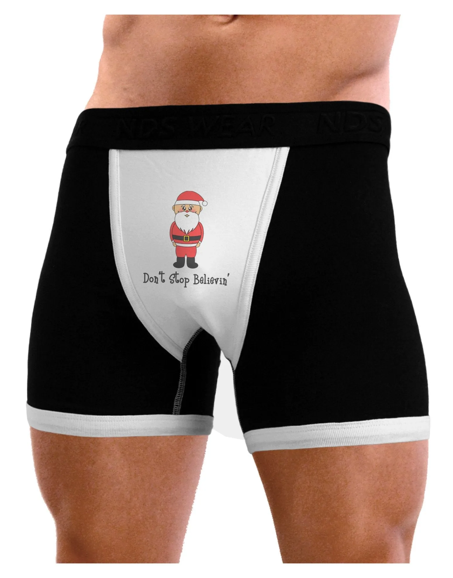 Don't Stop Believin' Santa Christmas Mens Boxer Brief Underwear