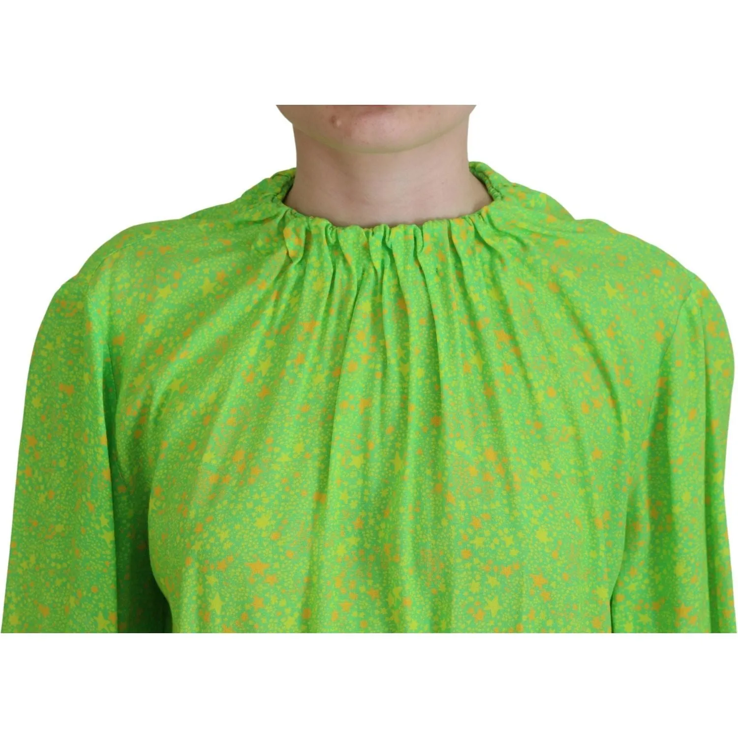 Dsquared² Green Stars Print Viscose Long Sleeves Blouse Top