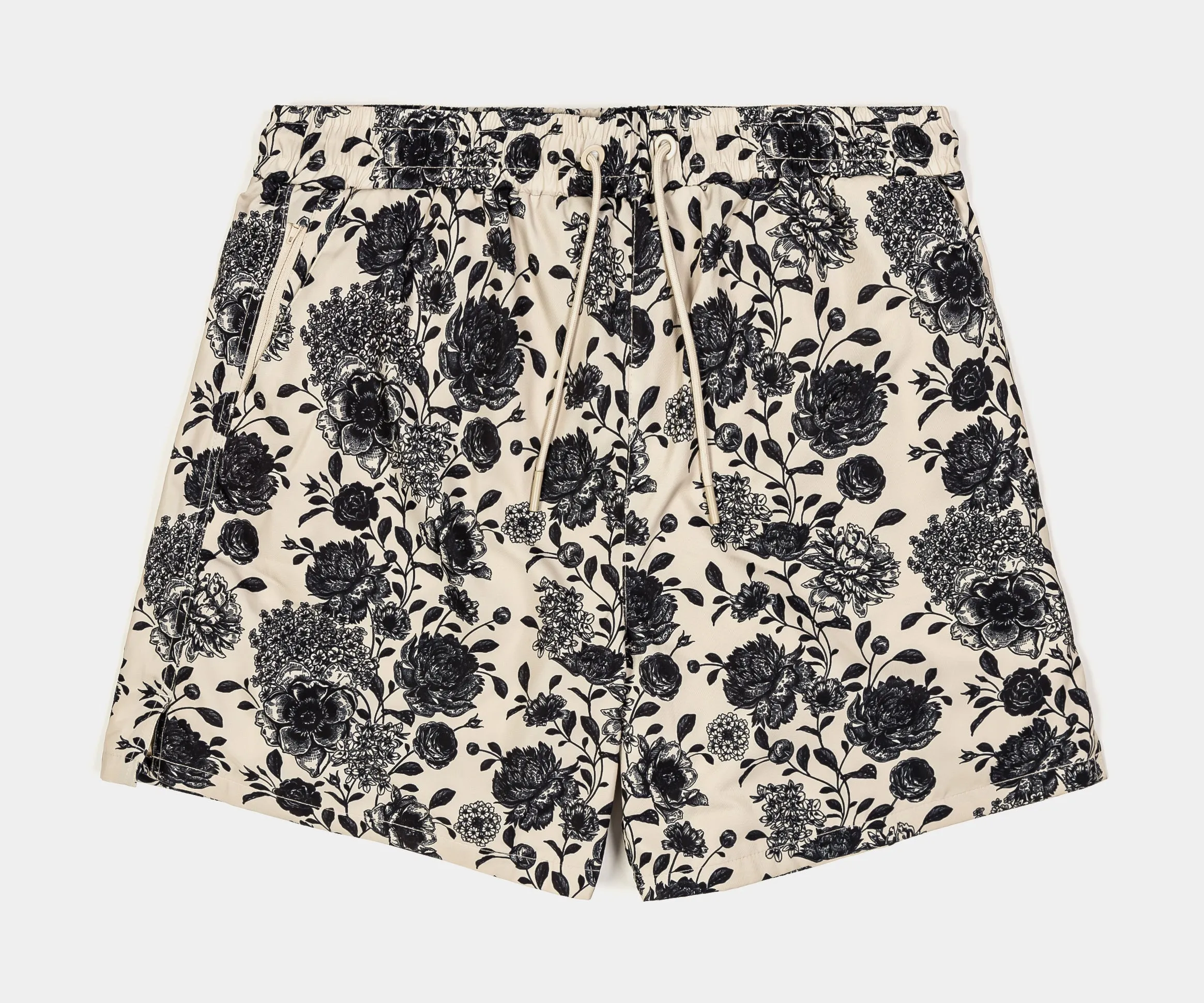 Floral Hybrid Mens Shorts (Taupe/Black)