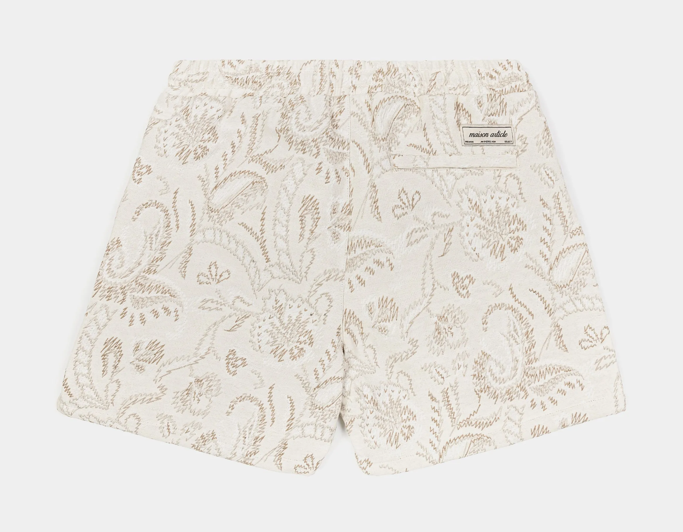 Floral Paisley Woven Mens Shorts (Cream/Taupe)