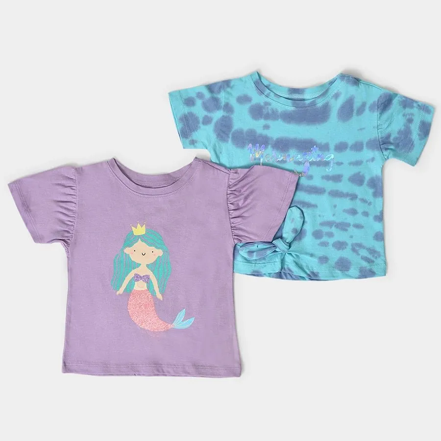 Girls Tie & Dyed T-Shirt- Purple & Blue