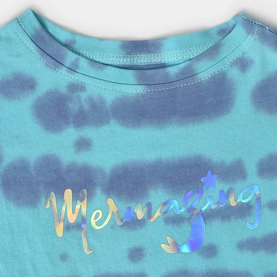 Girls Tie & Dyed T-Shirt- Purple & Blue