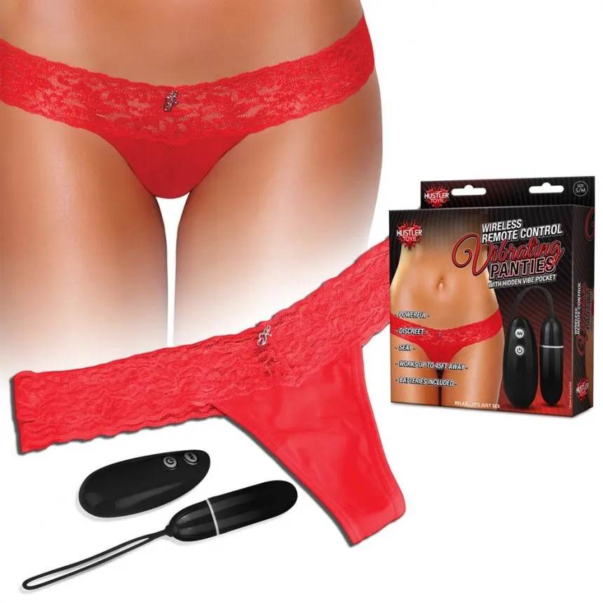 Hustler Red Wireless Remote Control Vibrating Panties ML