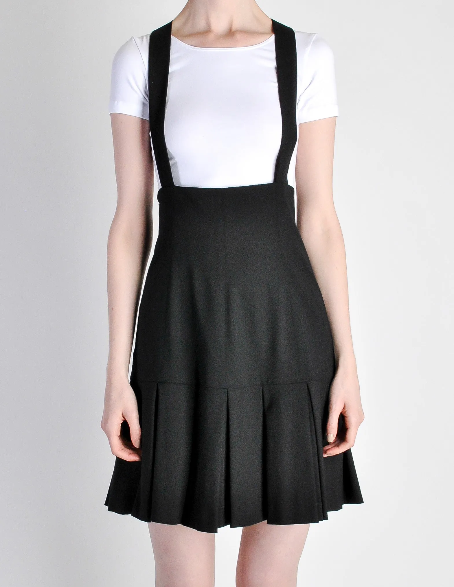 Karl Lagerfeld Vintage Black Pleated Suspender Skirt