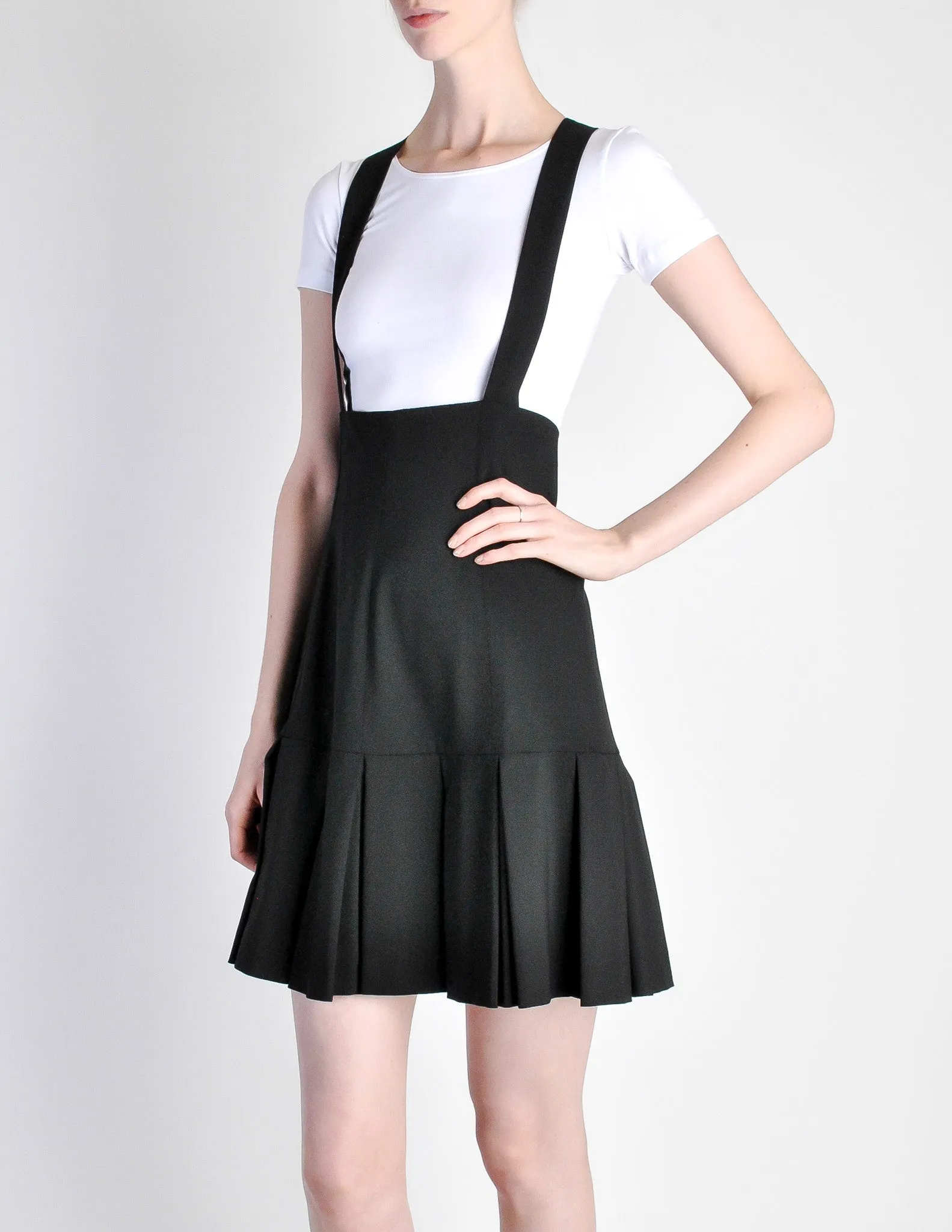 Karl Lagerfeld Vintage Black Pleated Suspender Skirt