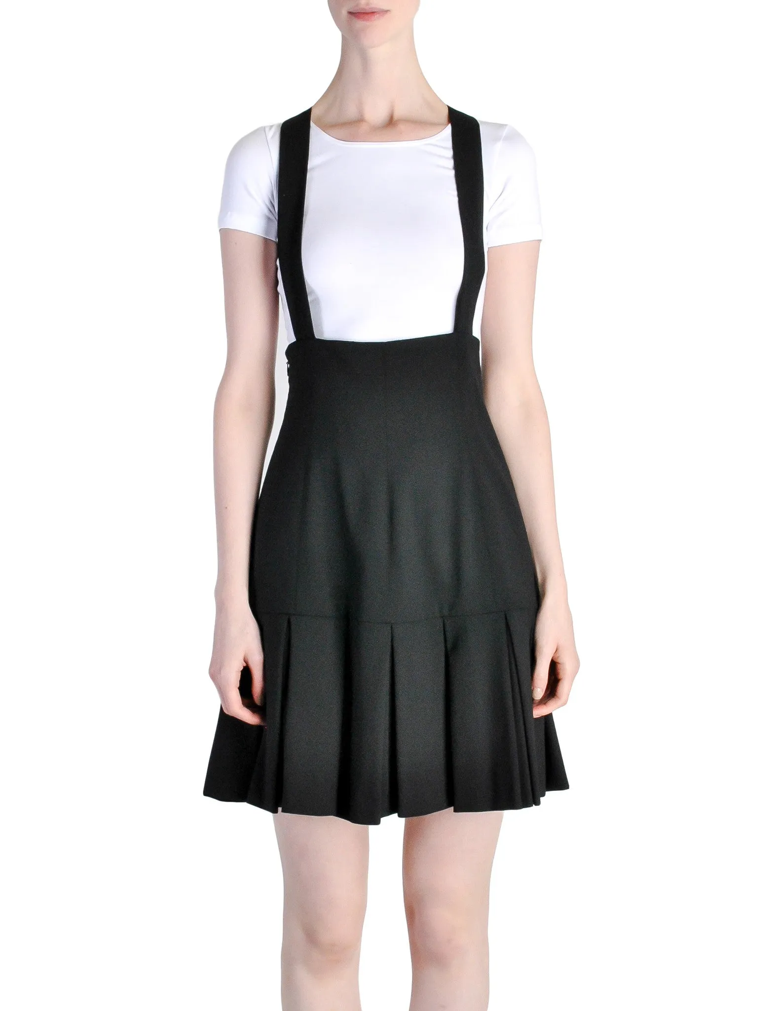 Karl Lagerfeld Vintage Black Pleated Suspender Skirt