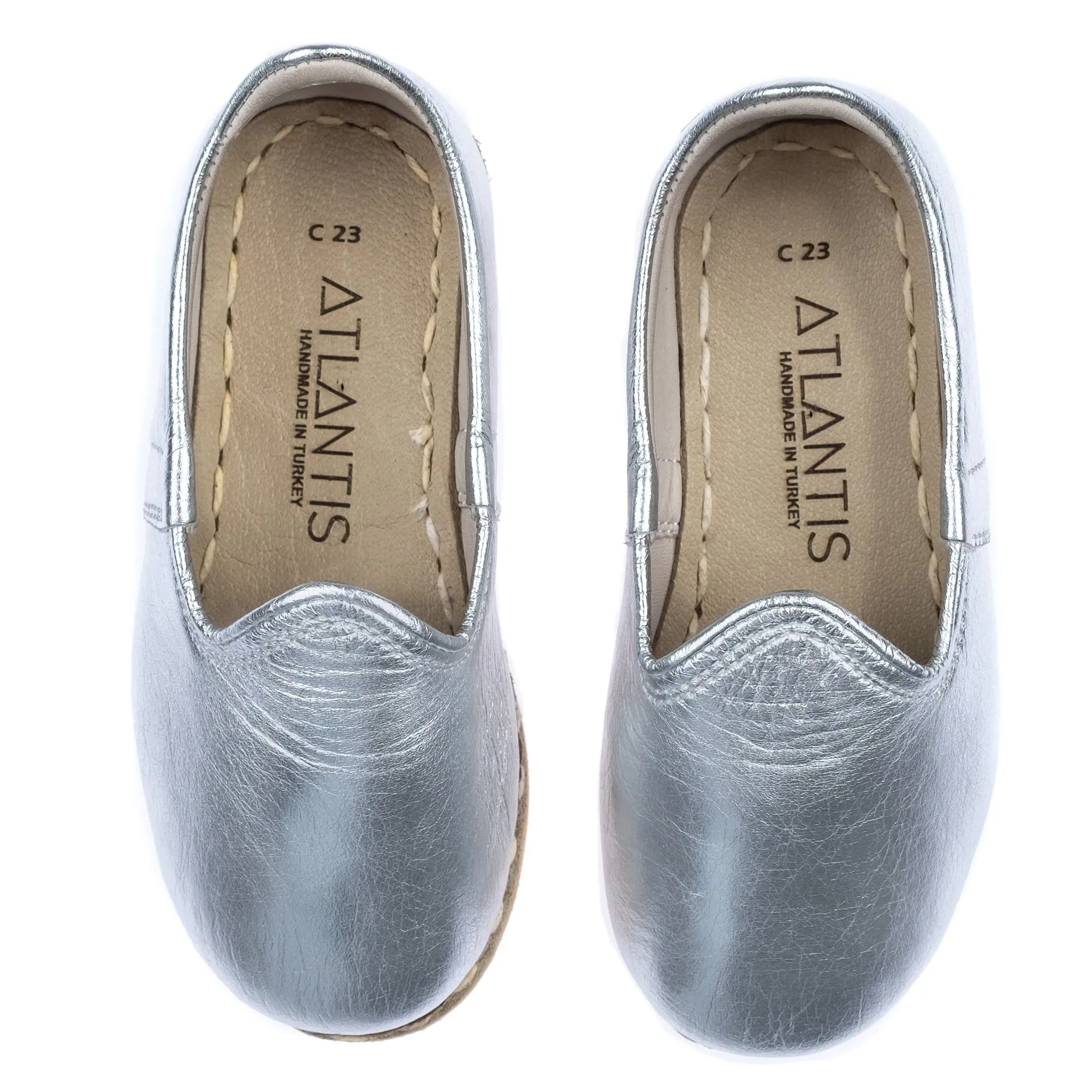 Kids Silver Leather Shoes