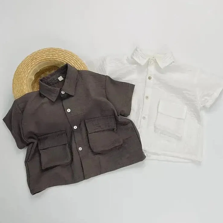 Loose Solid Short Sleeve Shirt