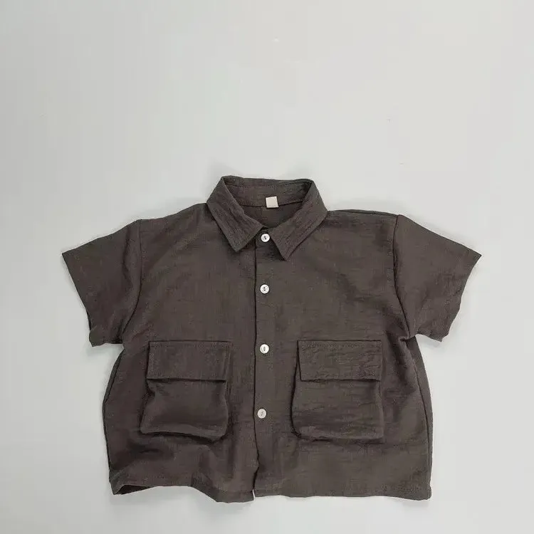 Loose Solid Short Sleeve Shirt