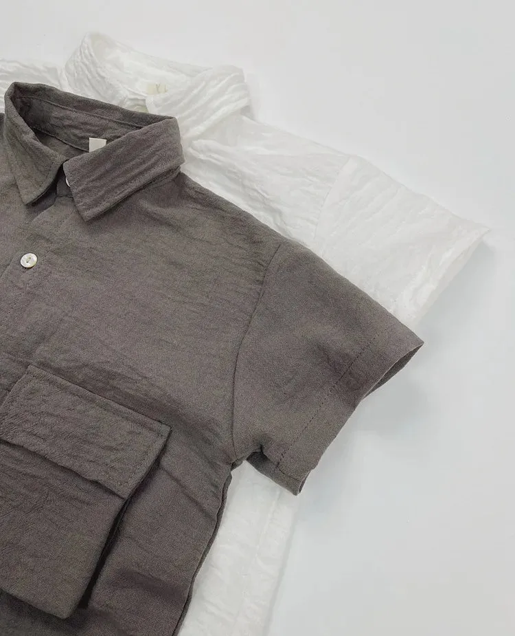 Loose Solid Short Sleeve Shirt