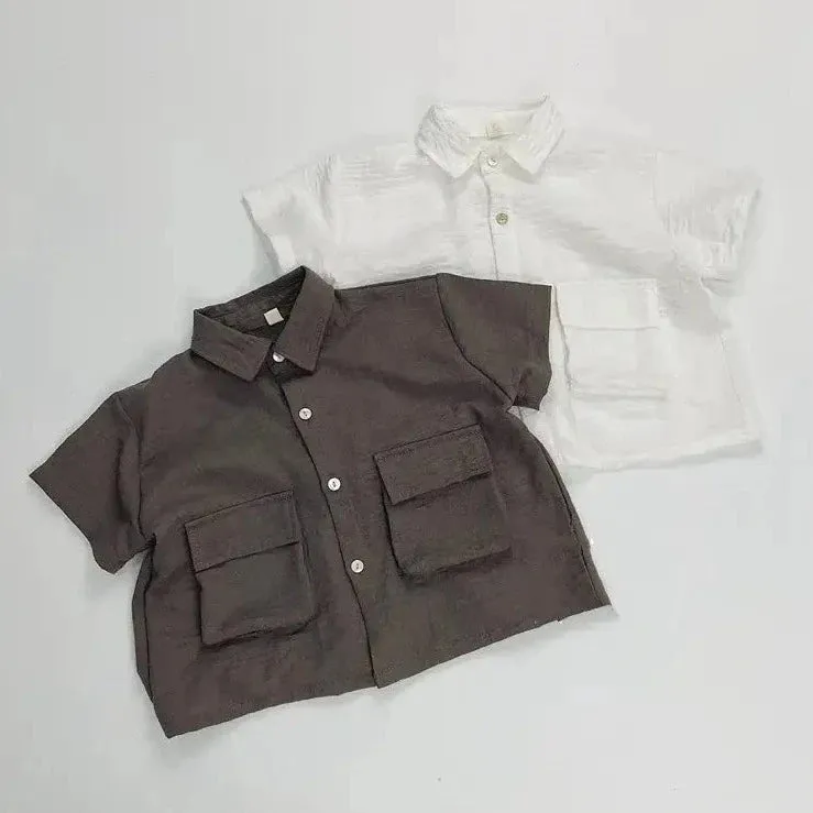 Loose Solid Short Sleeve Shirt