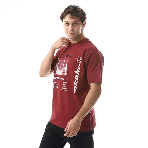 Men's Cotton T-Shirt - Casual and Comfortable - Dark Red