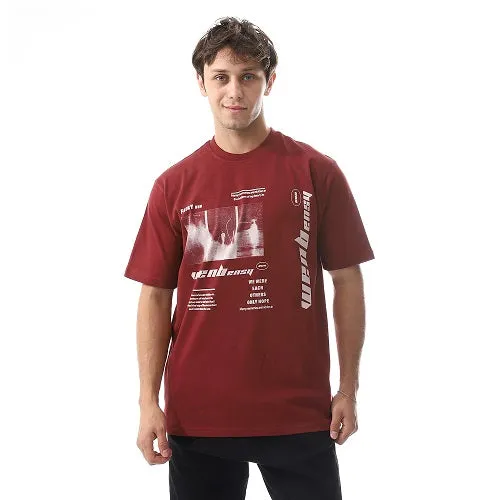 Men's Cotton T-Shirt - Casual and Comfortable - Dark Red