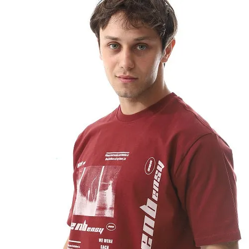 Men's Cotton T-Shirt - Casual and Comfortable - Dark Red