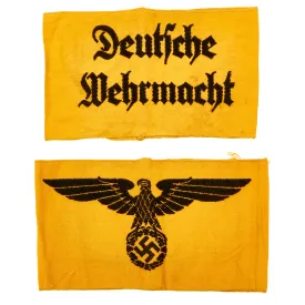 Original Set of Two German WWII Embroidered Armbands: State Service & Deutsche Wehrmacht