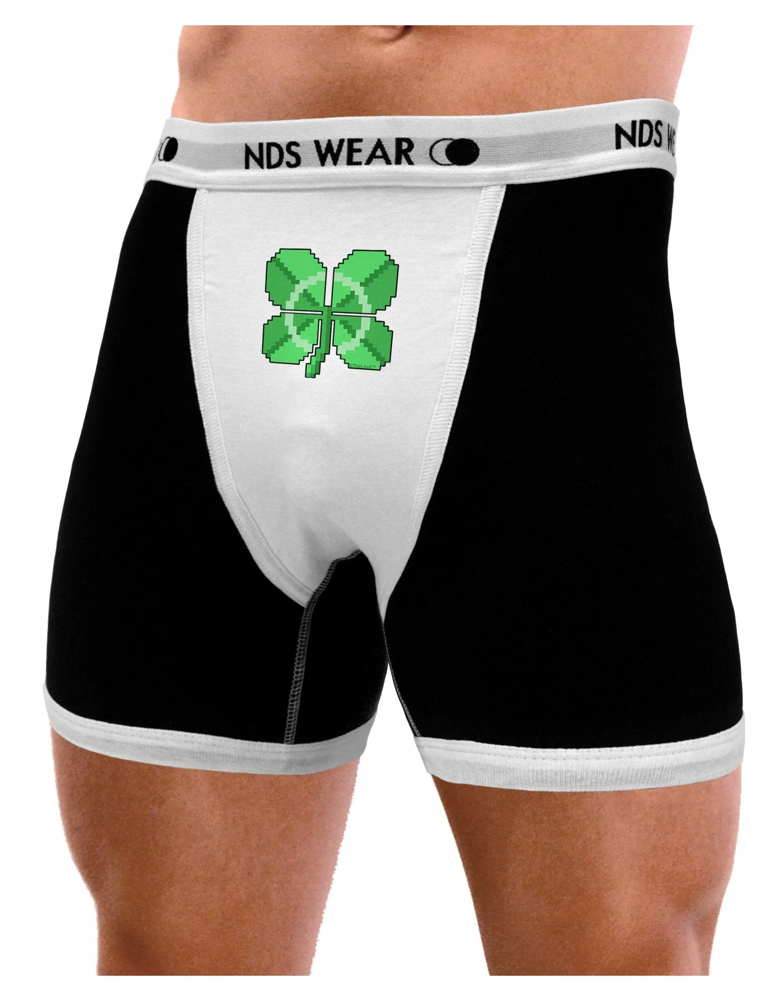 Pixel Four Leaf Clover Mens Boxer Brief Underwear