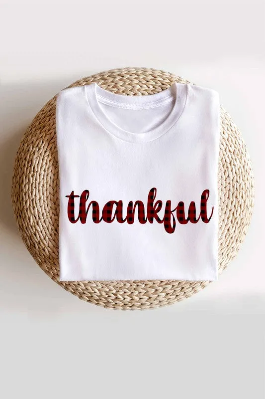 PLAID THANKFUL GRAPHIC TEE