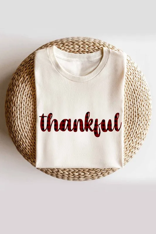 PLAID THANKFUL GRAPHIC TEE